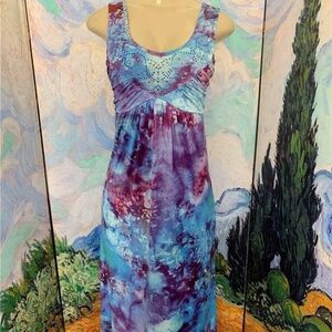 One World Blue Artsy Print Studded Maxi Dress